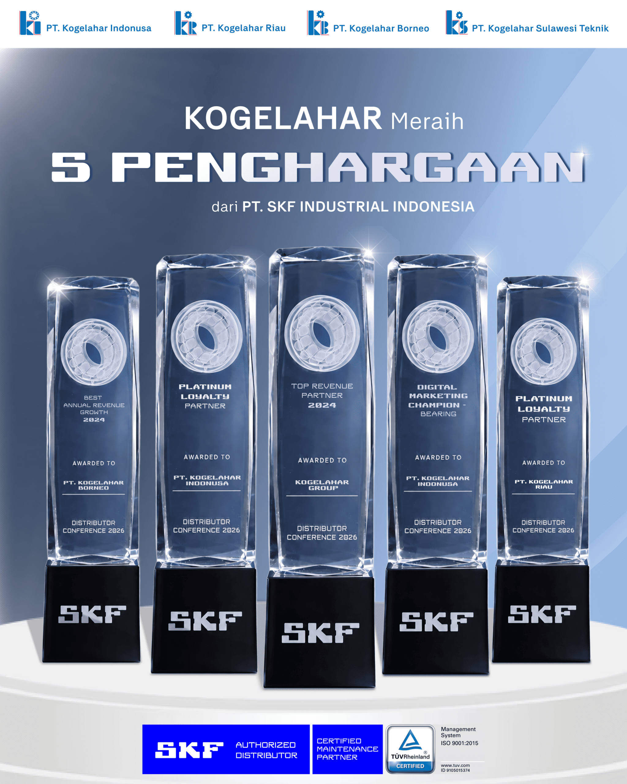 Kogelahar Raih Berbagai Penghargaan pada Acara SKF Industrial Indonesia Distributor Conference 2026 Kogelahar Raih Berbagai Penghargaan pada Acara SKF Industrial Indonesia Distributor Conference 2026<br />