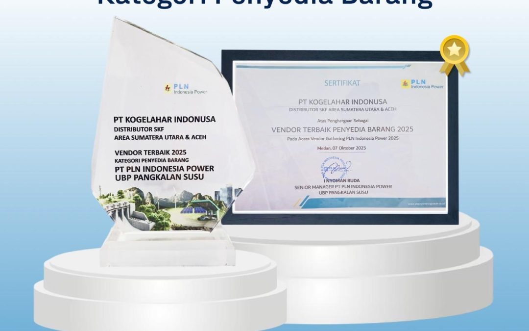 Penghargaan sebagai Vendor Terbaik 2025 – Kategori Penyedia Barang oleh PT PLN Indonesia Power UBP Pangkalan Susu.