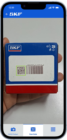Kemudian Scan QR Code yang ada pada kemasan Bearing SKF